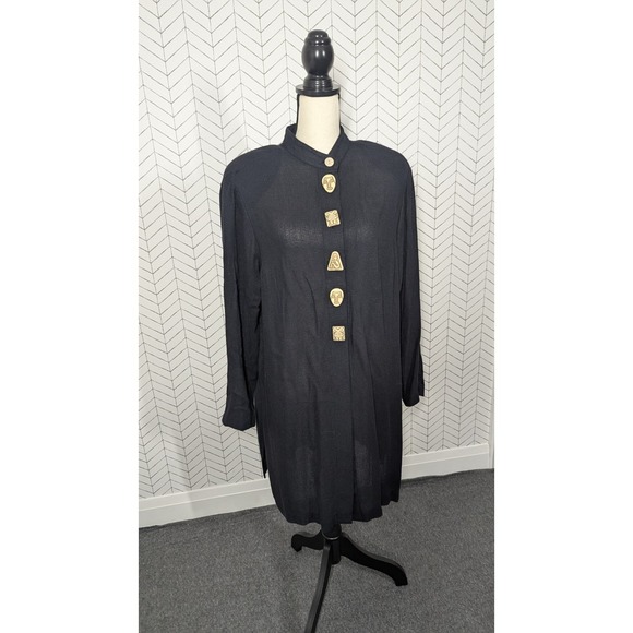 August Max Sweaters - Vintage August Max Women's X Black  Linen Blend‎ Cardigan Tribal Witchy Boho USA